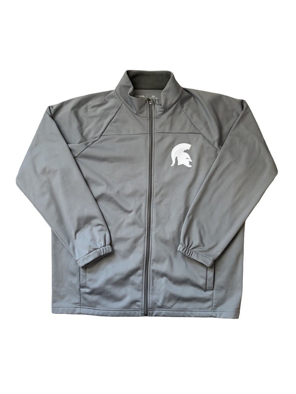 Antigua Michigan State Spartans Mens Long Sleeve Full Zip Pullover 2XL Gray FLAW